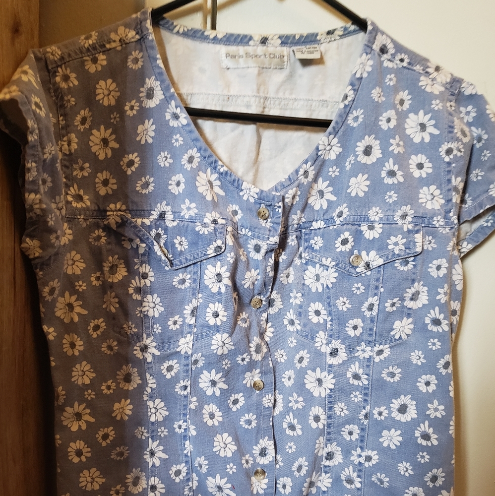 Retro Floral Buttom Up Top
